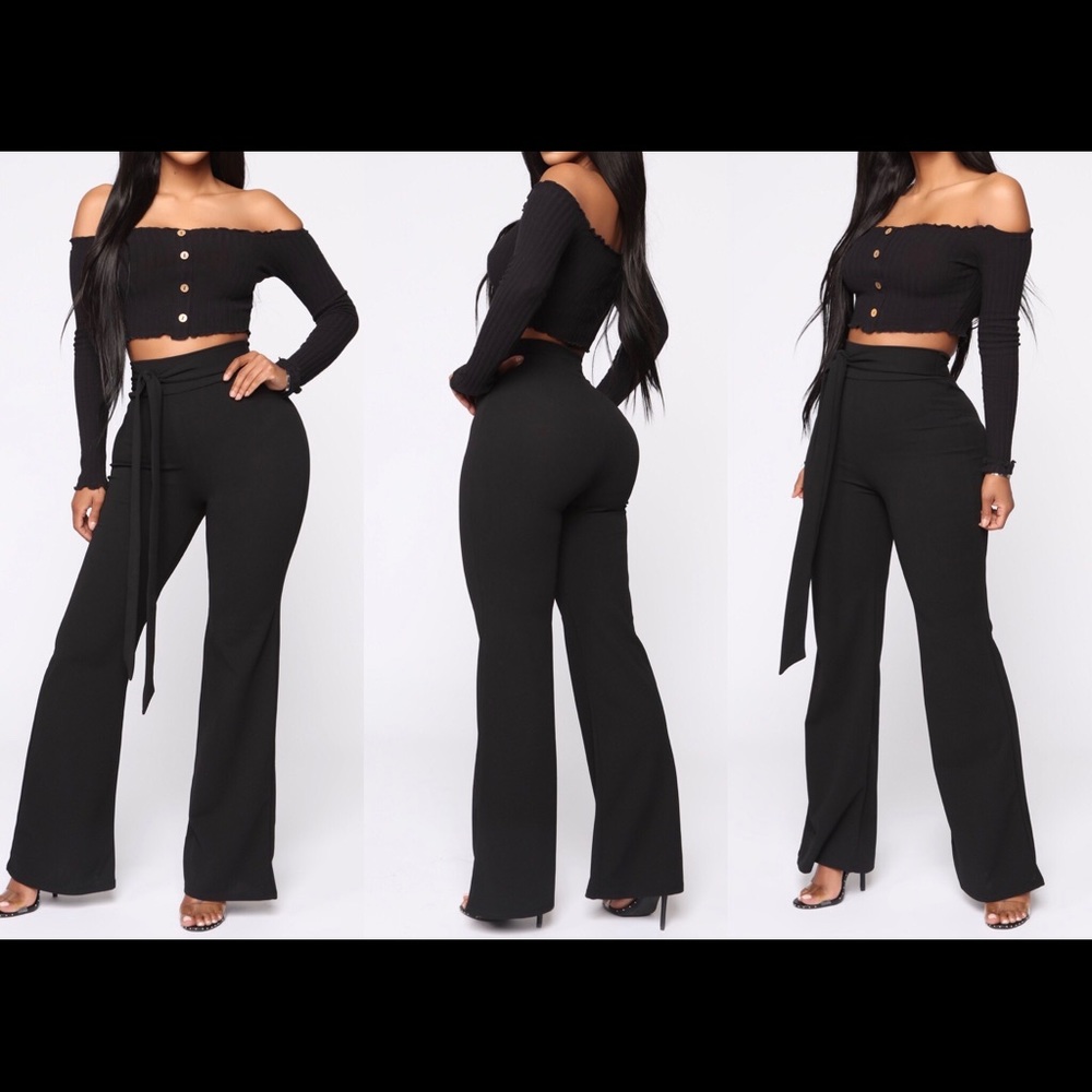 🚨 SOLD 🚨 TIE HIGH WAIST WIDE LEG PANTS - NEW